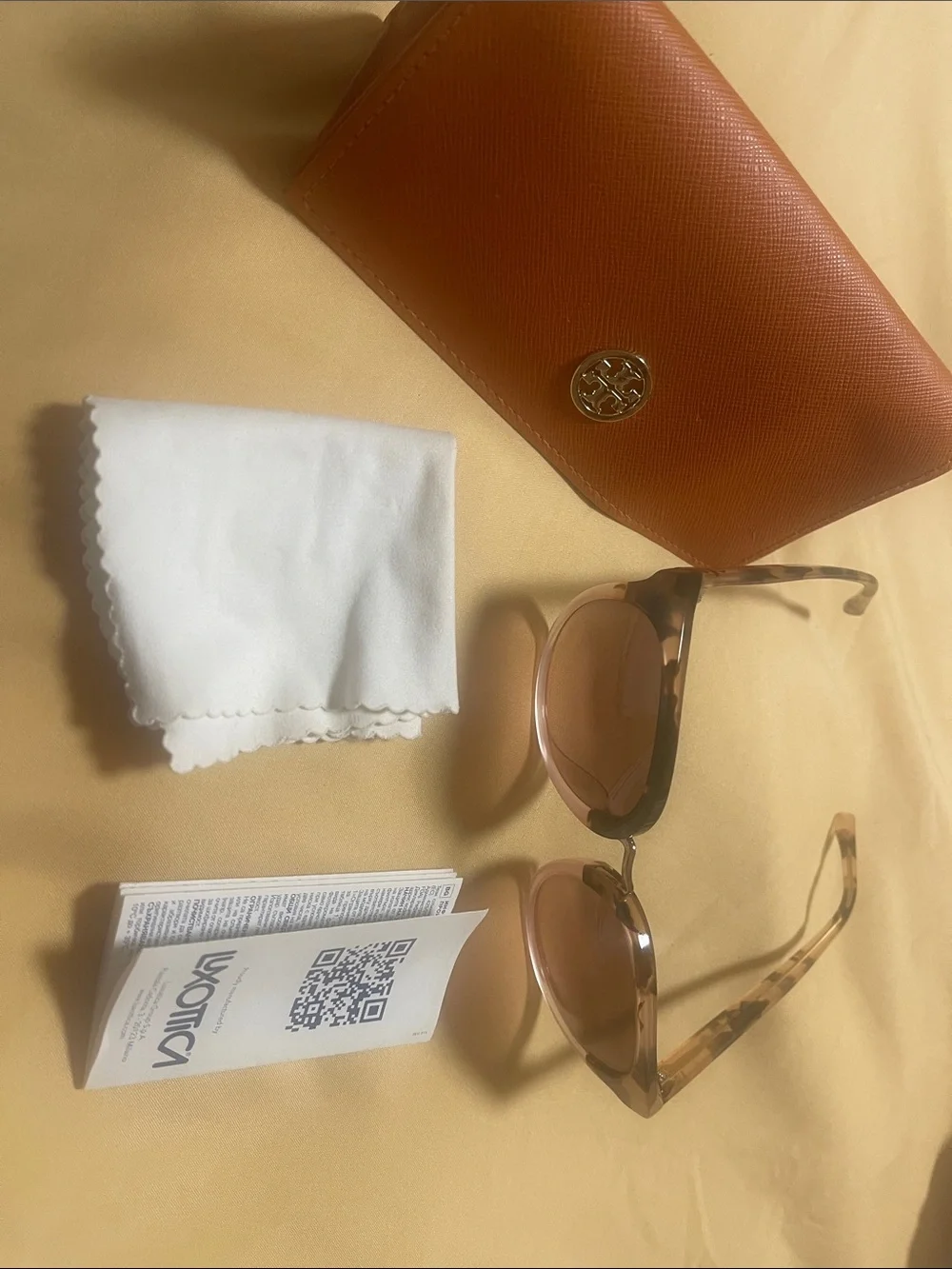 Tory Burch Tortoiseshell Sunglasses with Brown Lenses and Tan Case